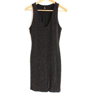 FOREVER 21| Black glitter stretch knit shift dress